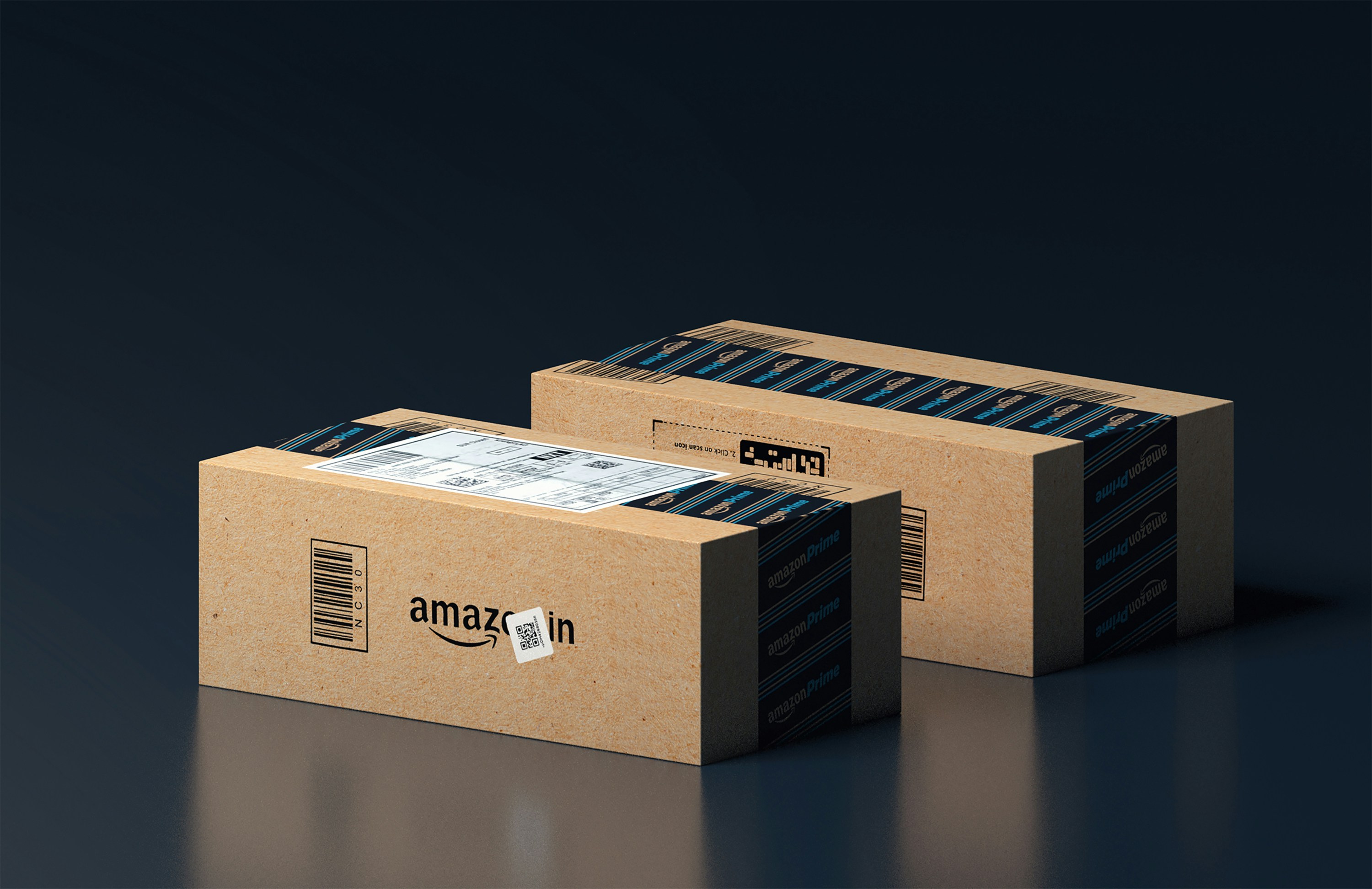 Amazon parcels prepared for delivery