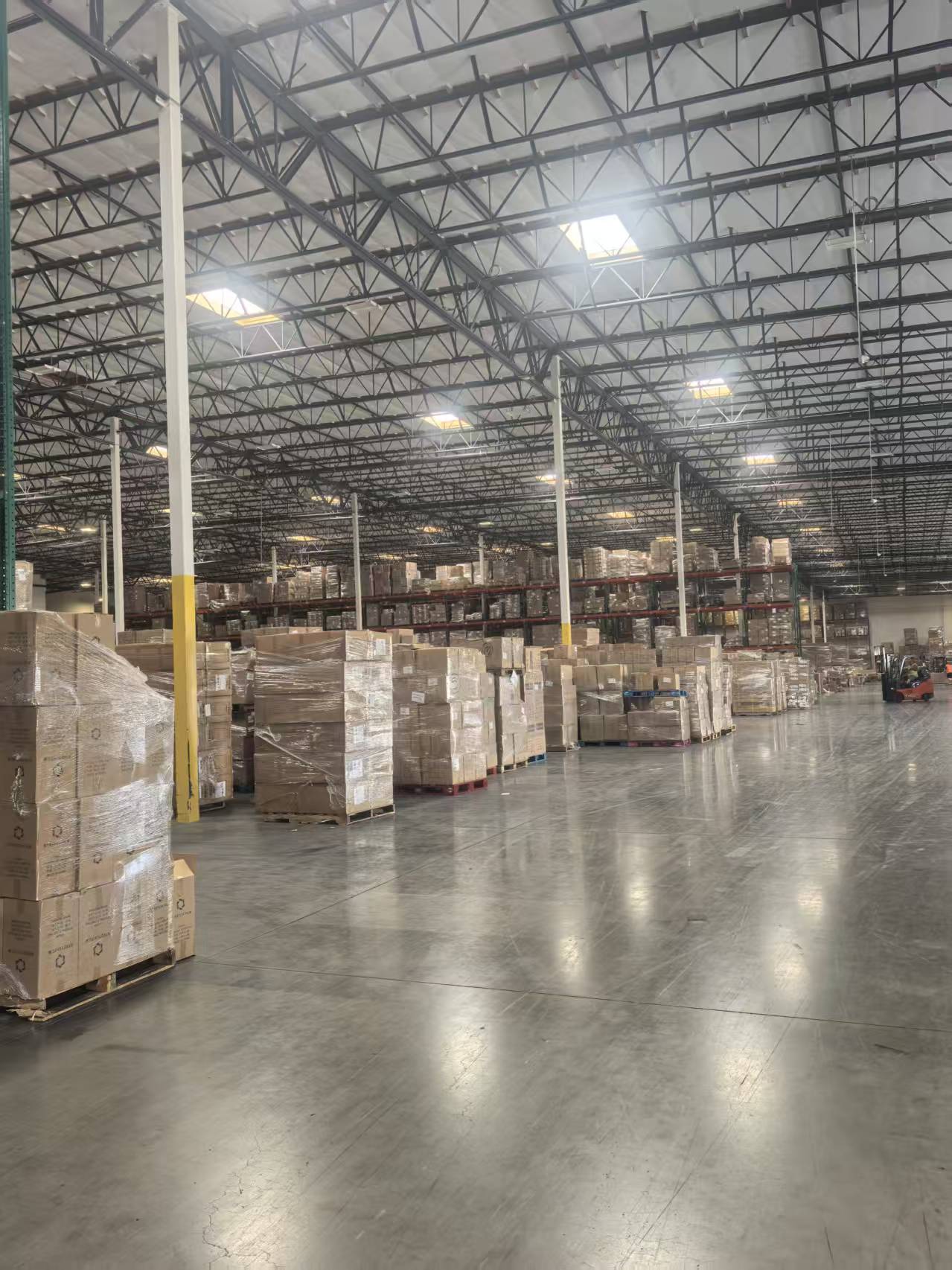 Inventory shelves in a fulfillment warehouse