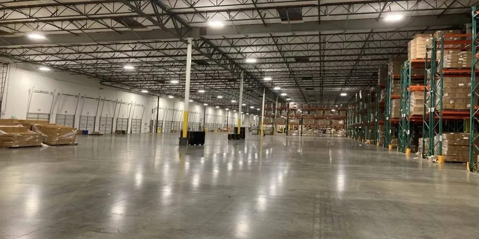 California warehouse interior with multiple loading docks